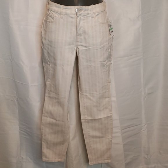 Style & CO Women's White & Cream Striped Comfort Skinny Leg Pants Size 8 - Picture 1 of 2